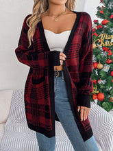 Plaid Open Front Long Sleeve Cardigan OutfitFlow